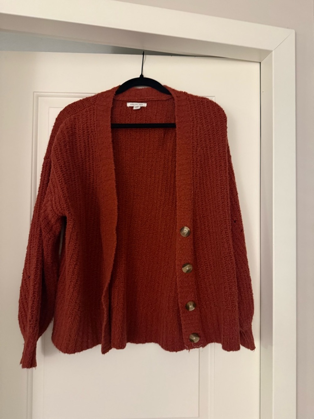 American Eagle Chunky Open-Front Cardigan Sweater - Rust